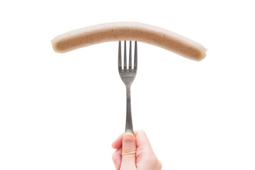 Raw german sausage isolated on white