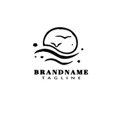sea sunrise logo icon design template vector illustration