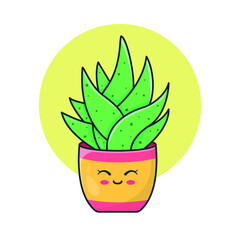 cute plant illustration, with face