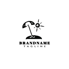 umbrella and deck chair logo icon design template illustration