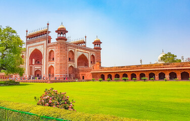 Taj Mahal Tadsch Mahal Great Gate Agra Uttar Pradesh India.