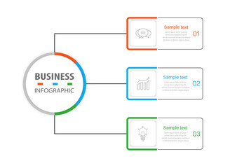 Business infographic design template with 3 options, steps or processes. Can be used for workflow layout, diagram, annual report, web design 