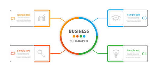 Business  infographic design template with 4 options. Can be used for workflow layout, diagram, annual report, web design, steps or processes 