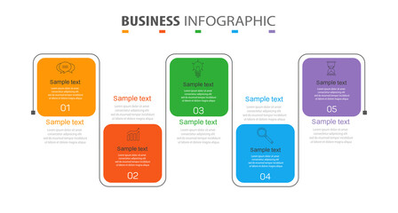 Business  infographic design template with 5 options or steps. Can be used for process diagram, presentations, workflow layout, banner, flow chart, info graph