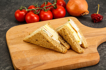 Club sandwich with chicken and cheese