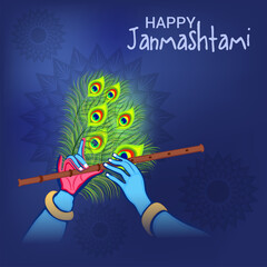 Vector illustration of a Background  for indian festival of Happy Janmashtami Celebration.