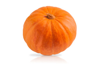 Ripe yellow pumpkin isolated on white background.