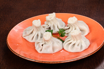 Georgian traditional cuisine - khinkali with meat