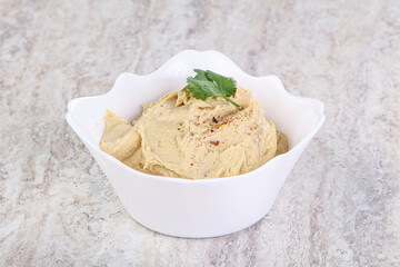 Traditional Jewish Hummus with olive oil