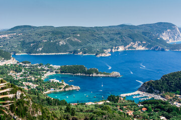 View of Paleokastritsa bay in Corfu, Greece
