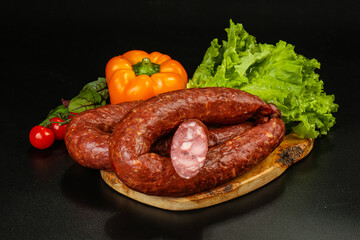 Natural meat sausages with minced meat