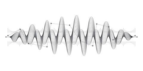 Abstract sound waves of many lines isolated on white backround. Creative vector line art. 