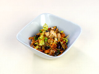 grilled chicken wings with vegetables. food