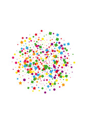 Purple Surprise Square Decoration. Celebrate Star Illustration. Orange Confetti Background. Abstract Dot Background. Pink Happy Circle.