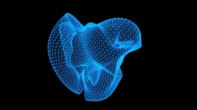 Abstract glow blue shape. Seamless loop. 3D animation. Ideal for use as a cool background for titles, videos, vector animations. Video with alpha matte