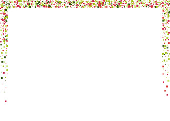 Rhombus Red Border Mosaic. Sparkle Dot Illustration. Green Top Geometric Texture. Square Fiesta Wallpaper.