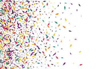 Orange Confetti Vector White Background. Colorful Leaf Forest Illustration. Element Foliage Card. Yellow Foliage Template.