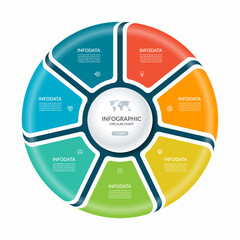 Infographic circle with 7 steps, parts. Vector process chart, cycle diagram for business presentation, report, brochure, web, data visualization.