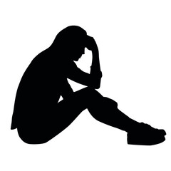 Silhouette Of Sad And Depressed Person