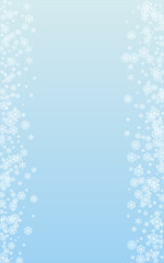 White Snow Background Vector Blue. Flake Elegant Illustration. Light Confetti Design Pattern. Snowy Snowflake Texture.