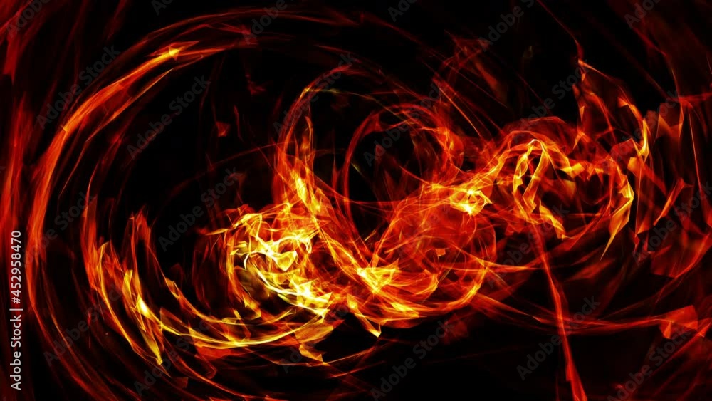 Poster abstract ring of fire sparking energy tunnel vortex energy flows in modern seamless loop animation. 