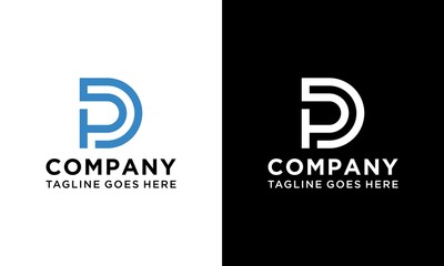 Premium vector abstract modern PD or DP letter logo design vector template. on a black and white background.