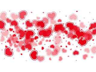 Beautiful red hearts falling vector illustration.