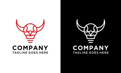 Simple and abstract bull light logo design vector template.on a black and white background.