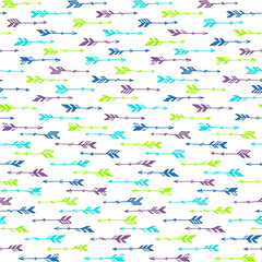 Trendy boho arrows vector seamless pattern. Ethnic vintage design. Indigenous indian theme. Cupid