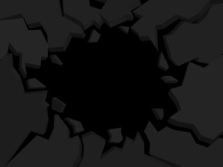 Cracked hole with space for text. Vector illustration.