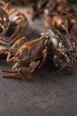 crayfish fresh seafood ready to cook raw product meal snack on the table copy space food background rustic 