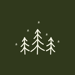 Christmas tree vector. Christmas tree tag. symbol. free space for text. Christmas post card.