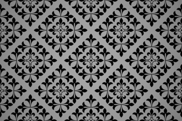 Flower geometric pattern. Seamless vector background. Black and gray ornament. Ornament for fabric, wallpaper, packaging. Decorative print