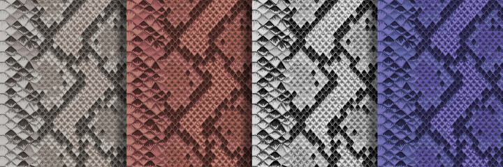 Snake Skin Seamless Patterns set. Repeat animal backgrounds © kronalux