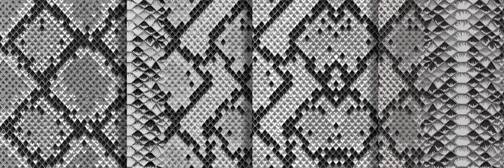 Snake Skin Seamless Patterns set. Repeat animal backgrounds © kronalux