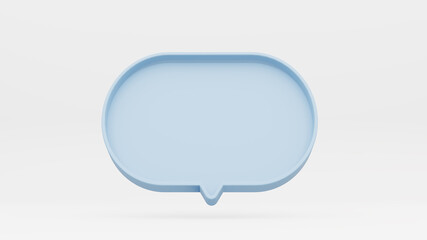 Isolated blank talk or message bubble or comment sign symbol on white background illustration. 3D Render.