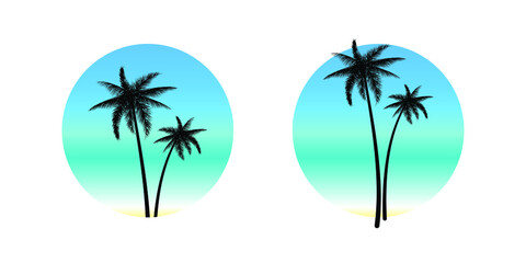 Fototapeta na wymiar Vignette or logo with palm trees.