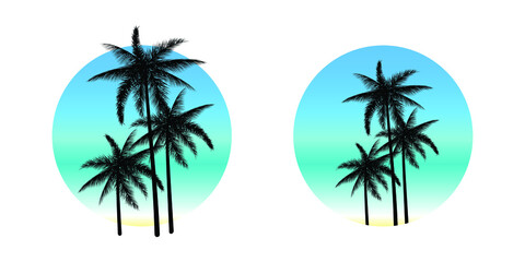 Vignette or logo with palm trees.
