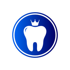 Dental Clinic Logo. Tooth Symbol with Crown isolated on White Background. Usable for Dentist, Dental Care and Medical Logos. Flat Vector Logo Design Template Element