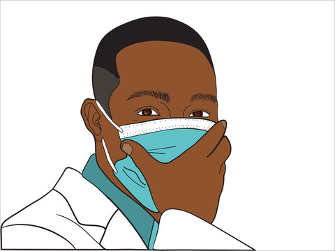African doctor wearing facemark 