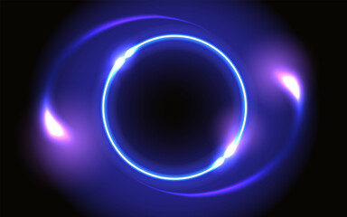 Abstract fantastic background with neon glowing round frame and space portal into another dimension © Marisha