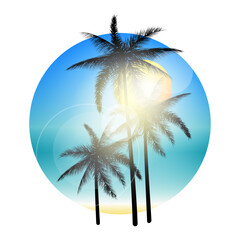 Fototapeta na wymiar Vignette or logo with palm trees.