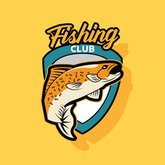 fishing club patch retro style