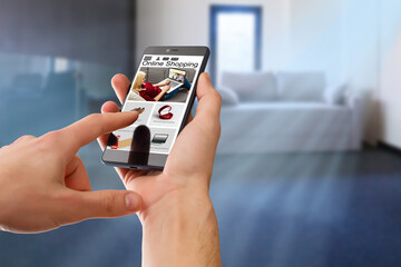 business and modern lifestyle concept: young woman shopping online