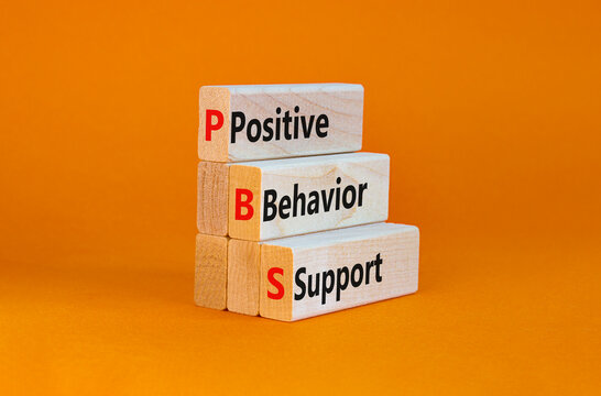 Positive behavior support symbol. Concept words Positive behavior support on wooden blocks on a beautiful orange background. Business, psychological and Positive behavior support concept. Copy space.