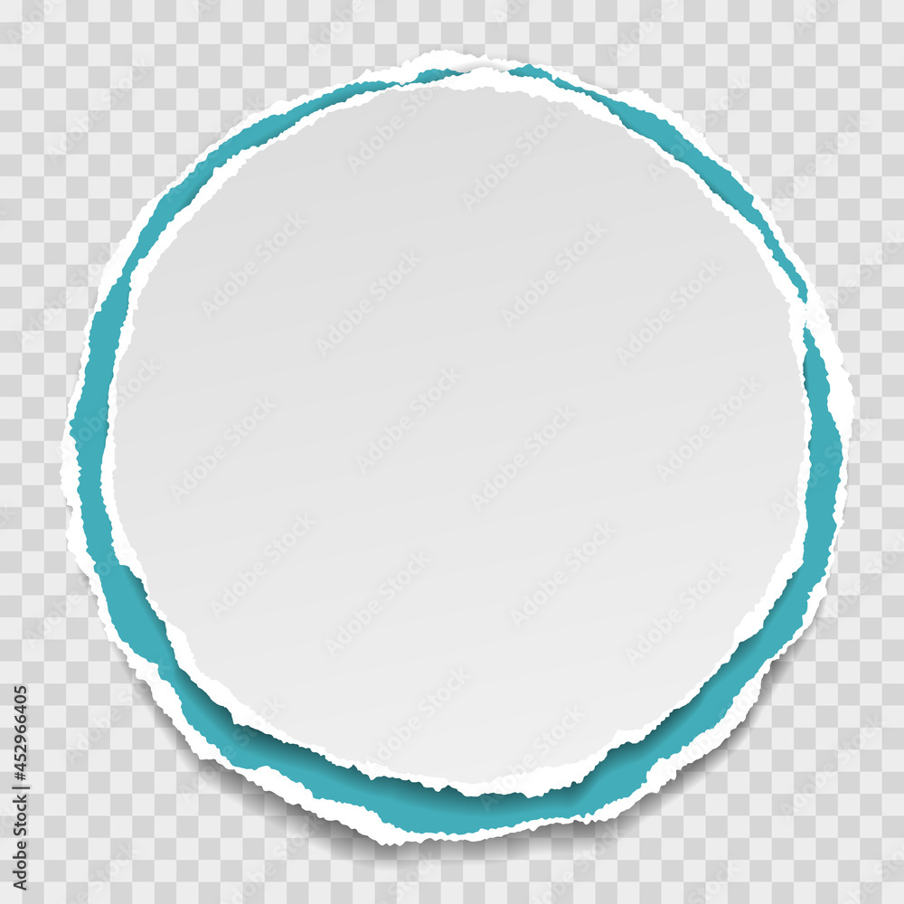 Poster pile of torn of white and turquoise note, notebook paper stuck on grey squared background for text, 