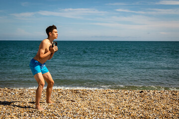 Exercising with a kettlebell weight