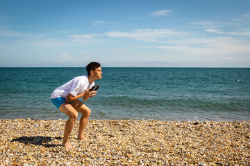 Exercising with a kettlebell weight