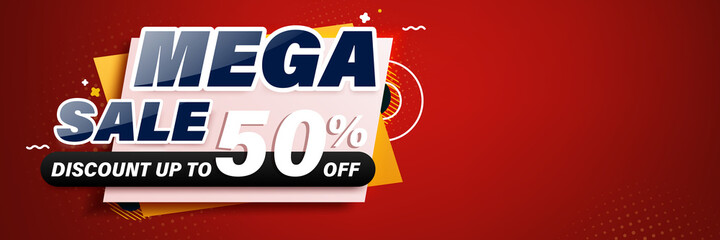 Mega sale banner template design for web or social media.
