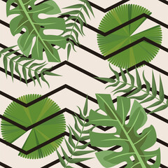 waves and tropical leafs